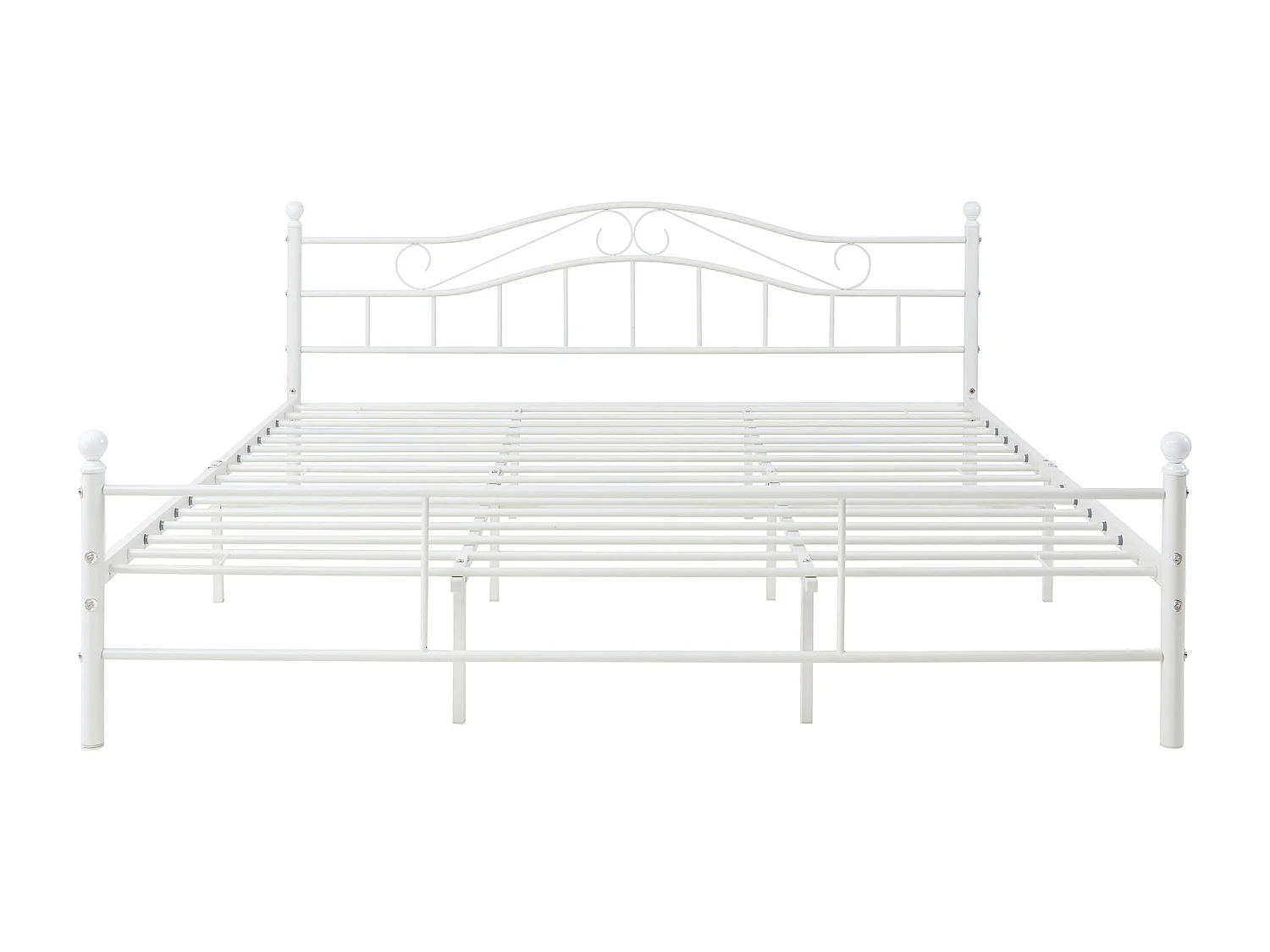 Cadre de lit double Florenz Acier Revêtu par Poudre 180 x 200 Blanc [en.casa]