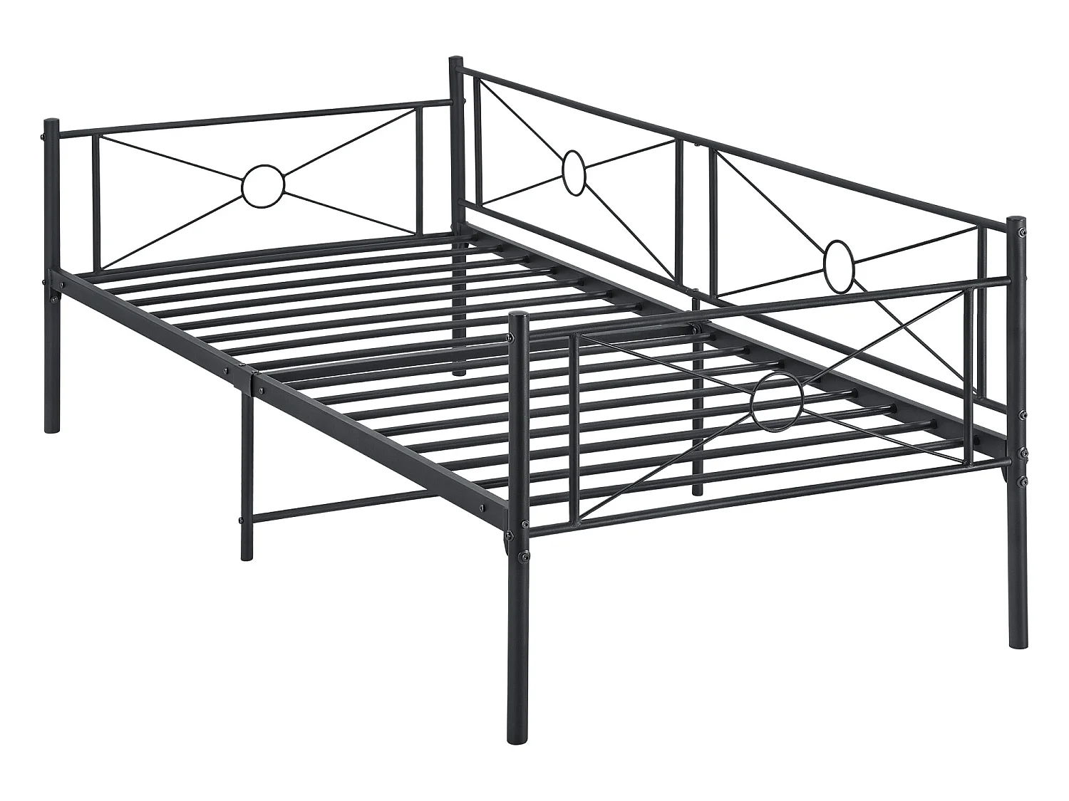 Cadre de Lit Simple Alvesta en Métal 90 x 200 cm Noir Mat [en.casa]