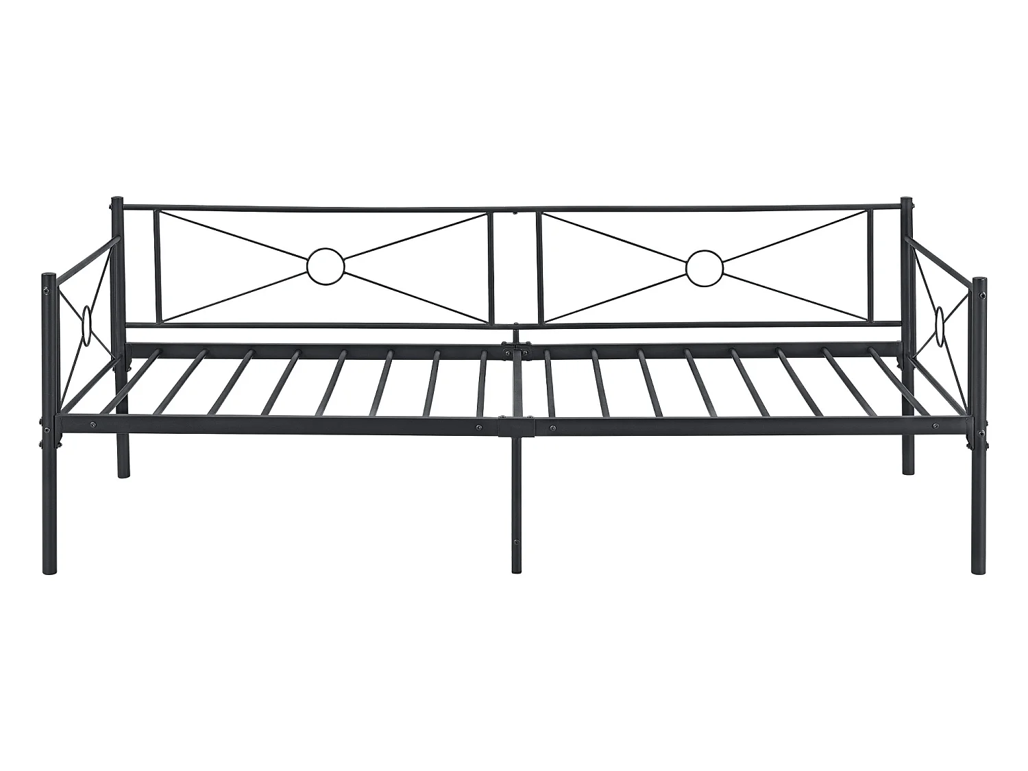 Cadre de Lit Simple Alvesta en Métal 90 x 200 cm Noir Mat [en.casa]