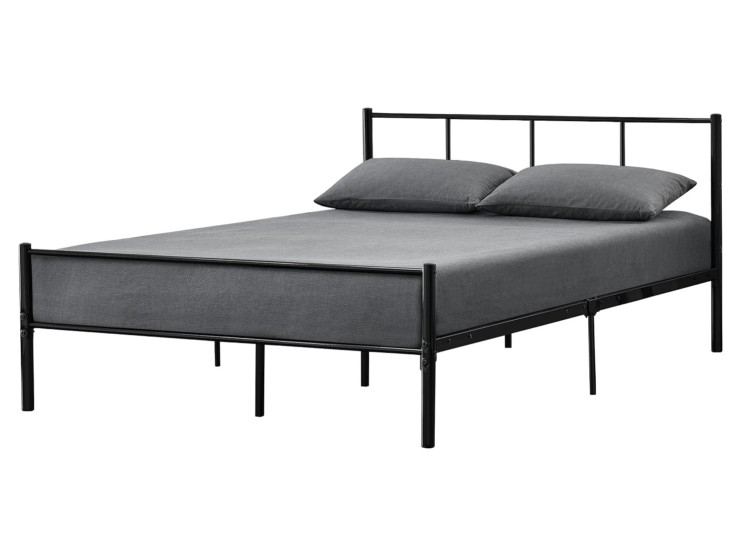 Lit double Laos Métal avec Sommier à Lattes 140 x 200 cm Noir [en.casa]