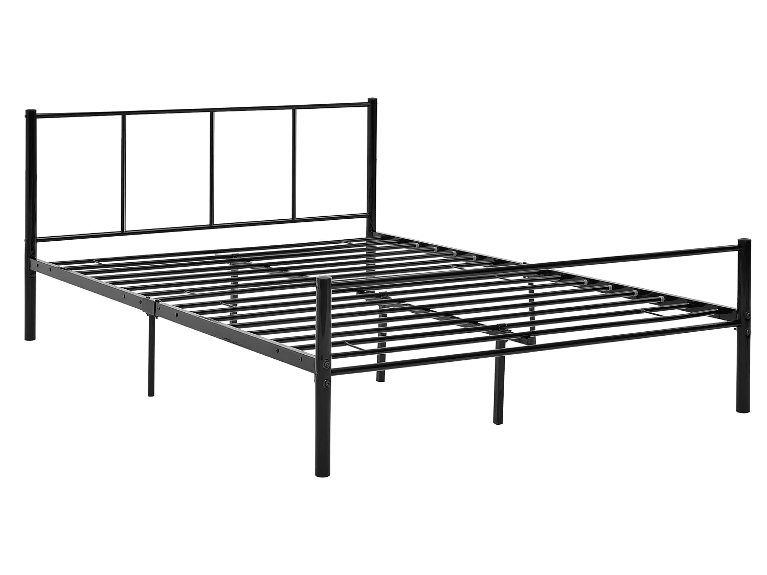 Lit double Laos Métal avec Sommier à Lattes 140 x 200 cm Noir [en.casa]