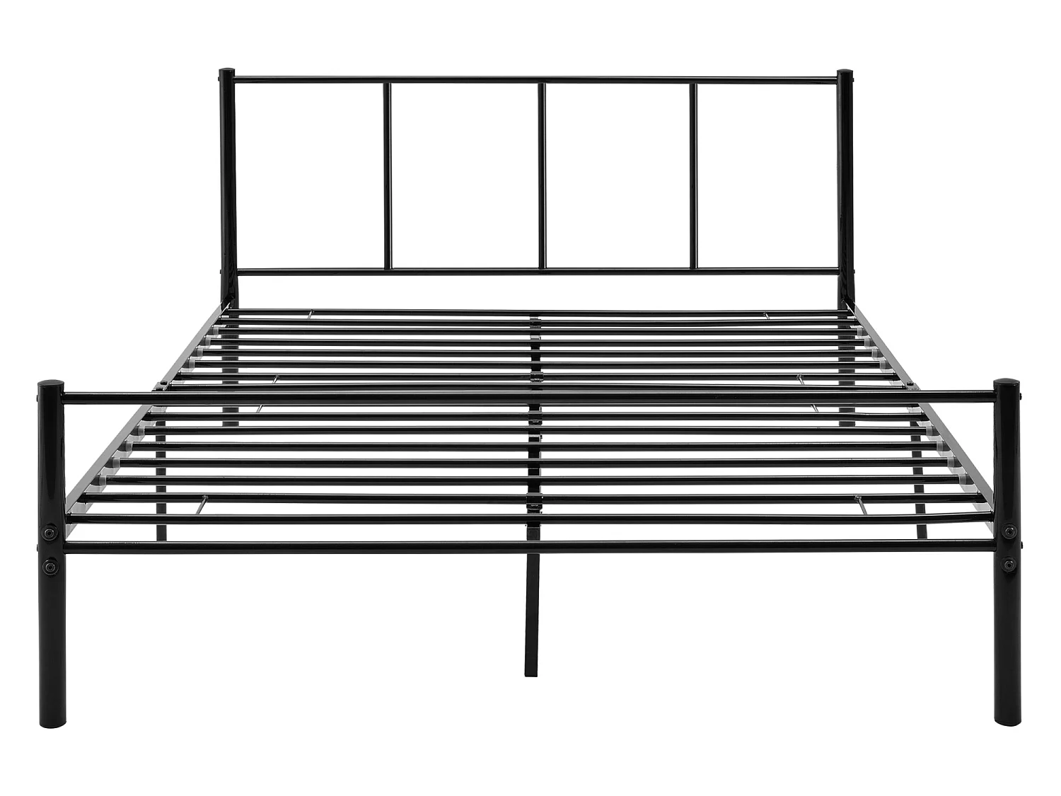 Lit double Laos Métal avec Sommier à Lattes 140 x 200 cm Noir [en.casa]