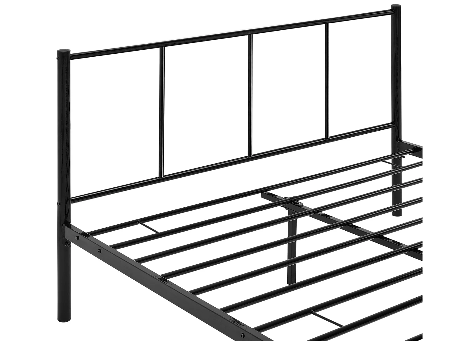 Lit double Laos Métal avec Sommier à Lattes 140 x 200 cm Noir [en.casa]