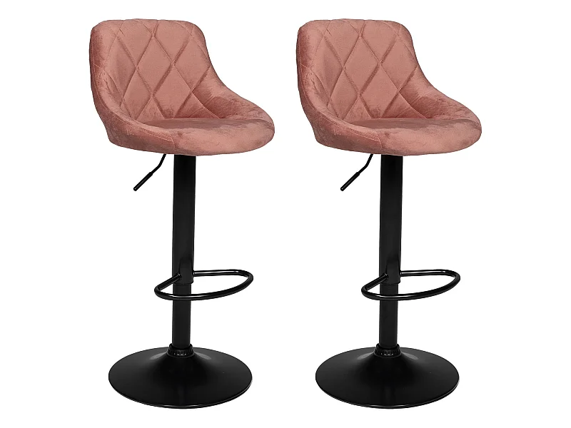 Set van 2 roze fluwelen barkrukken ROBIN