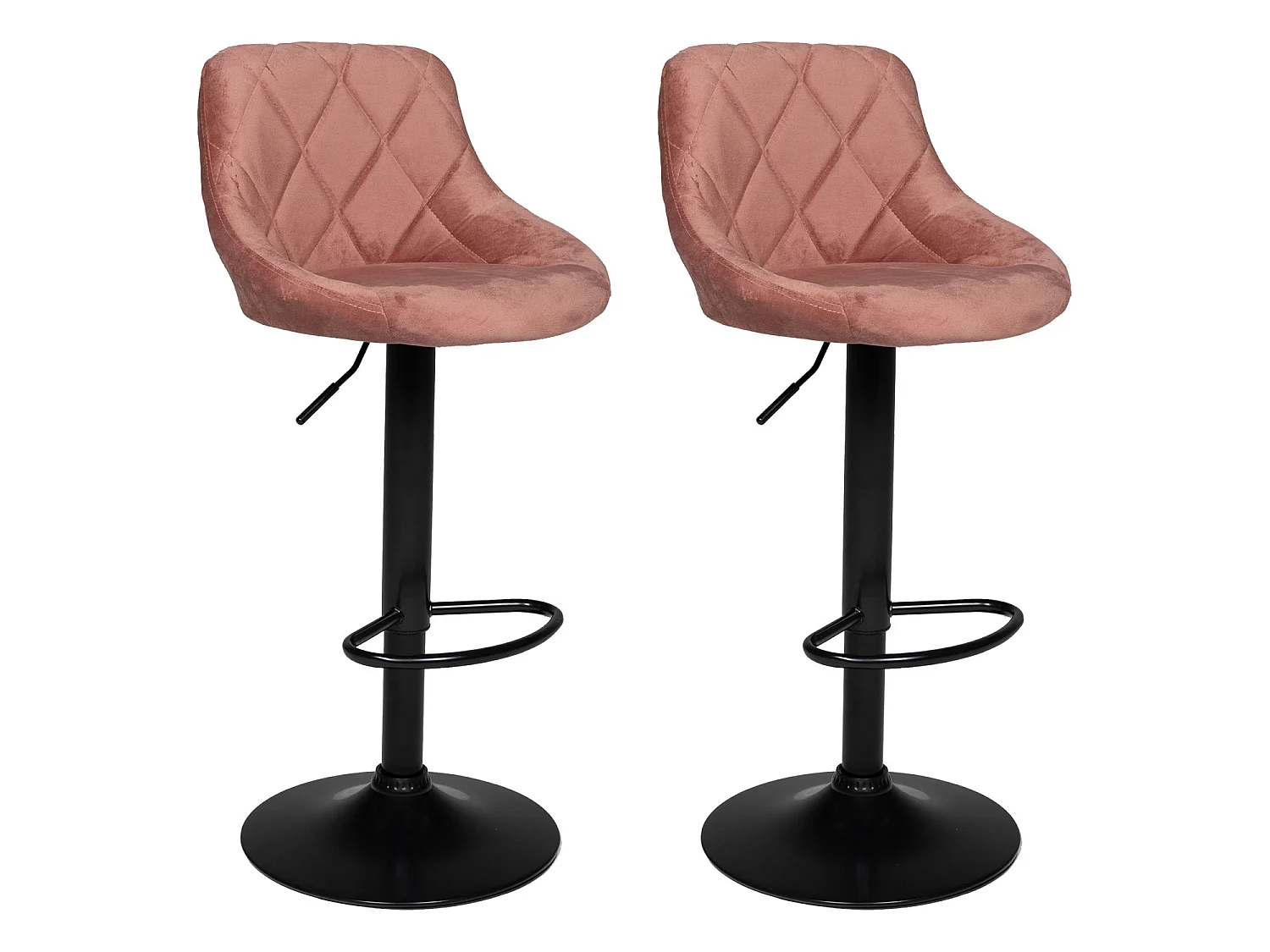 2er Set Barhockern aus rosa Samt ROBIN