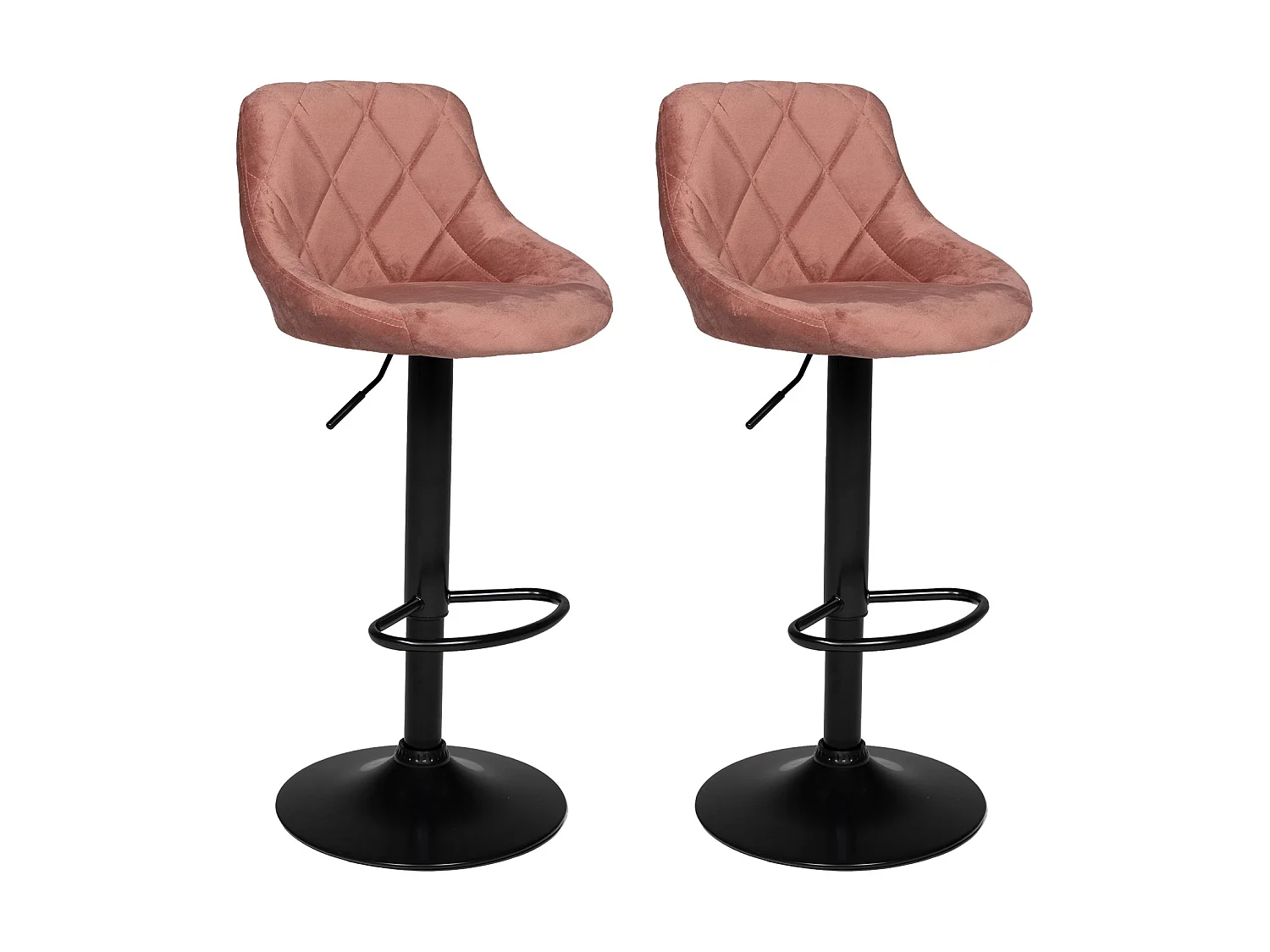 Lot de 2 tabourets de bar en velours rose ROBIN - HAPPY GARDEN