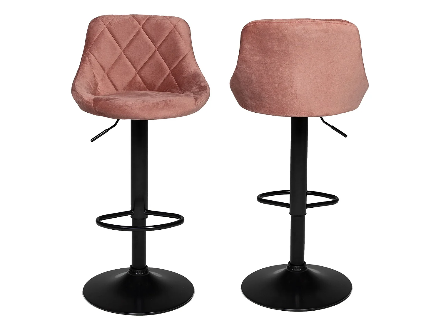 Pack de 2 taburetes de bar de terciopelo rosa ROBIN