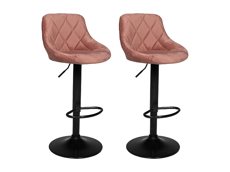 Juego de 2 taburetes de bar de terciopelo rosa ROBIN