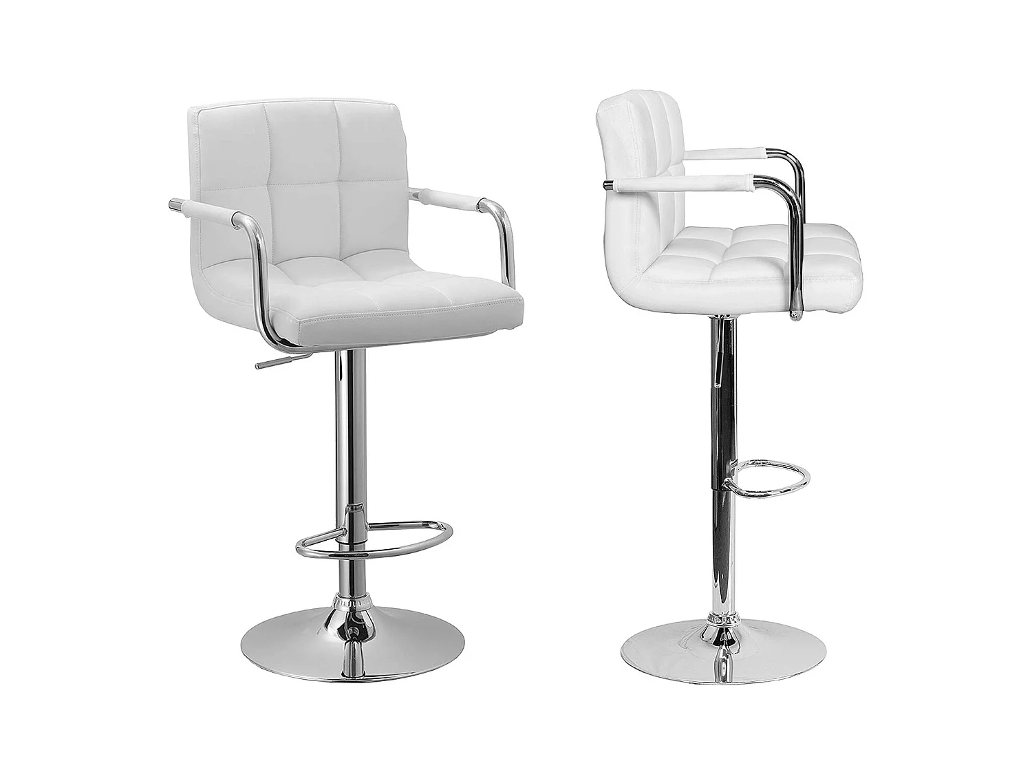 Lot de 2 tabourets de bar blanc avec accoudoirs MIKE - HAPPY GARDEN