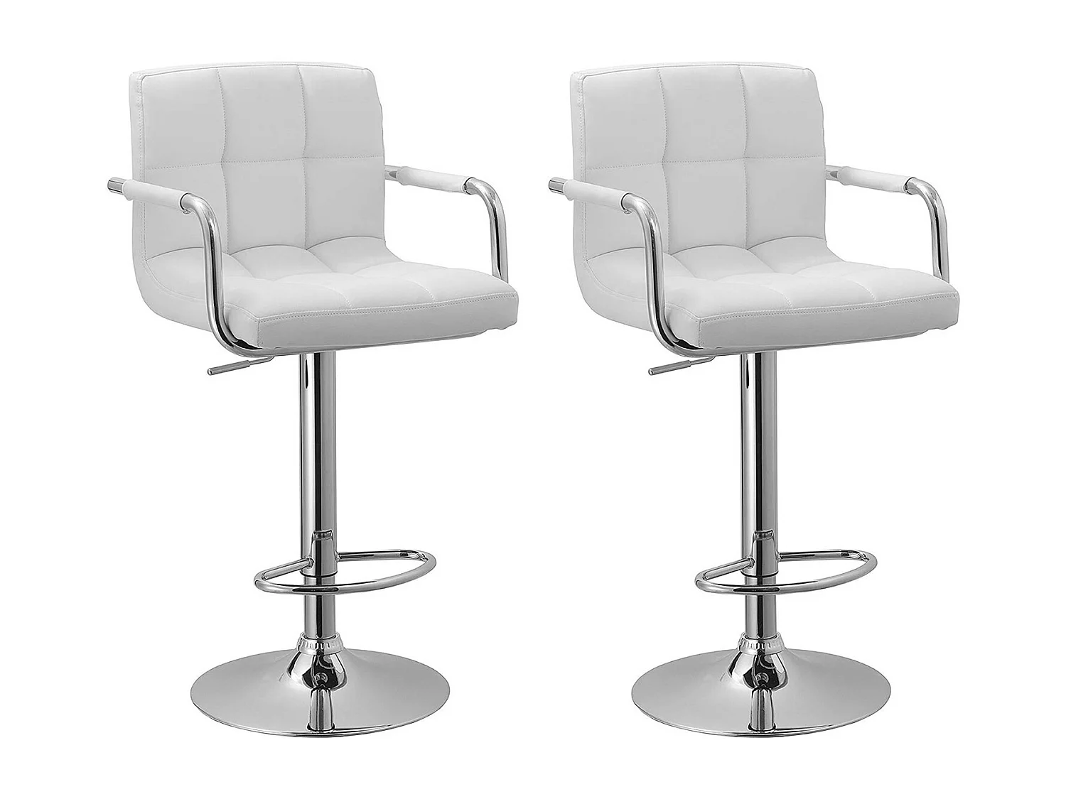 Lot de 2 tabourets de bar blanc avec accoudoirs MIKE - HAPPY GARDEN