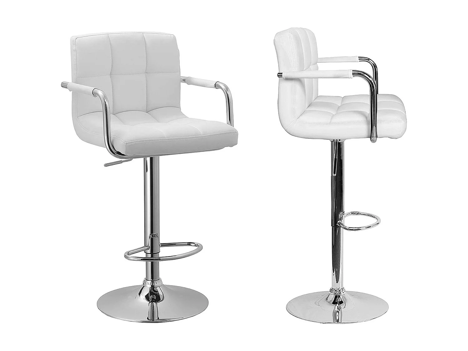 Lot de 2 tabourets de bar blanc avec accoudoirs MIKE - HAPPY GARDEN