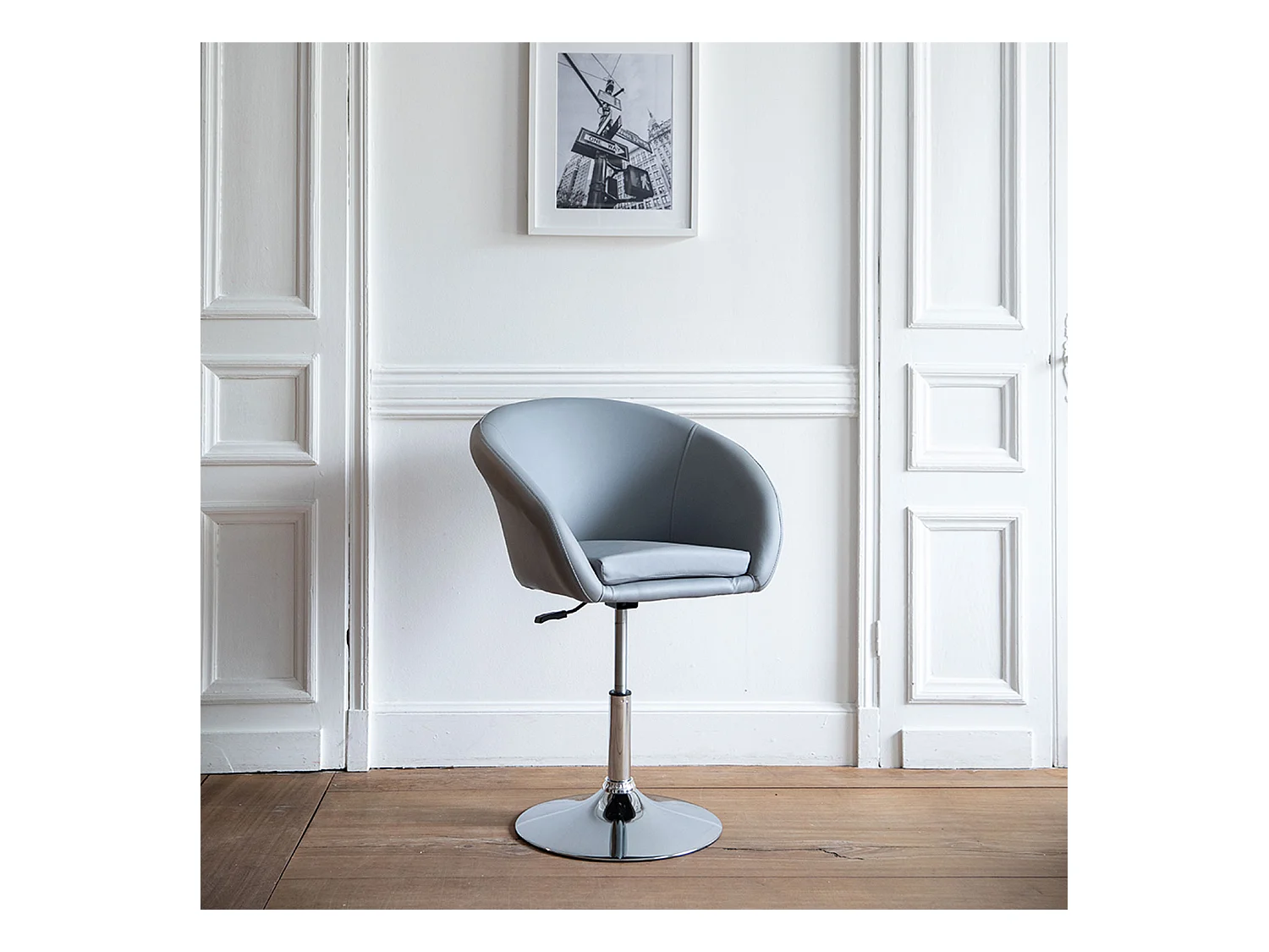 Tabouret de bar en simili gris GABIN - HAPPY GARDEN