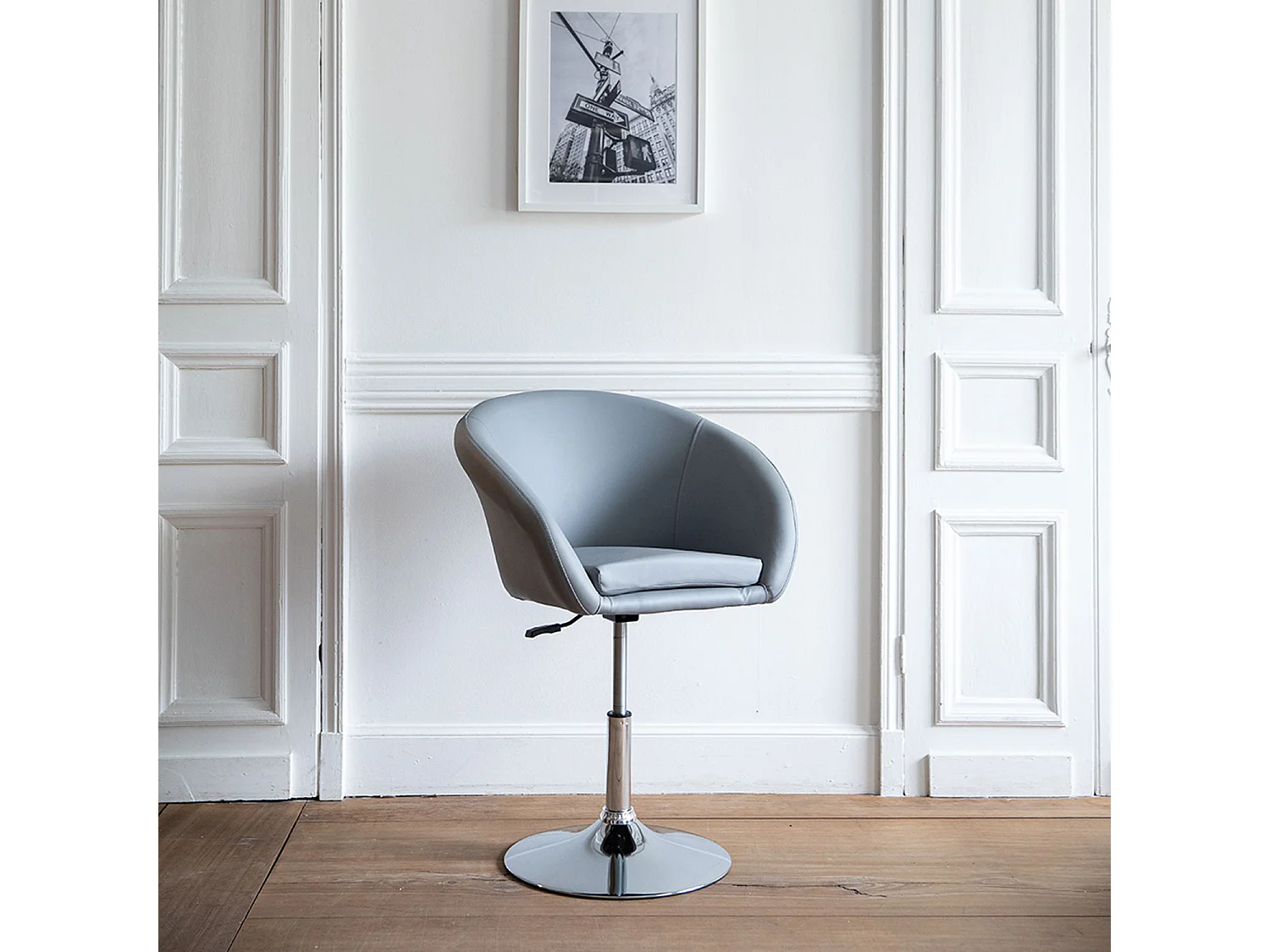 Tabouret de bar en simili gris GABIN - HAPPY GARDEN