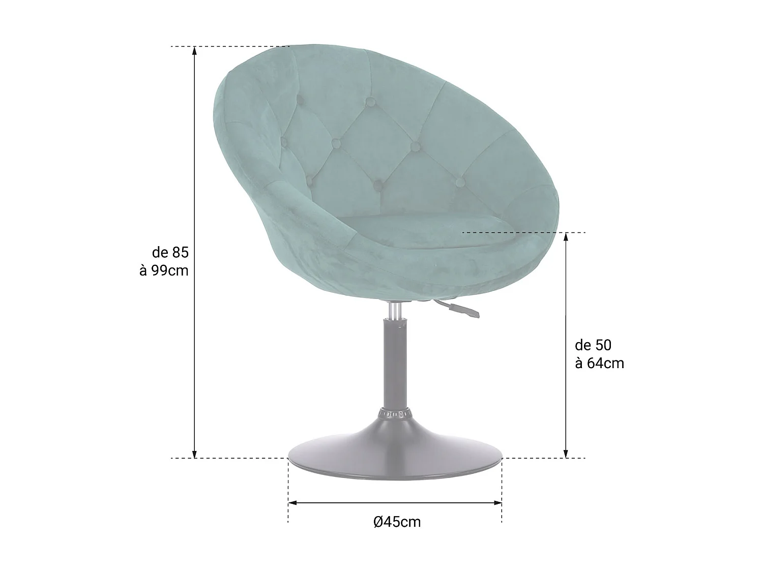 Tabouret de bar en velours gris EDGAR - HAPPY GARDEN