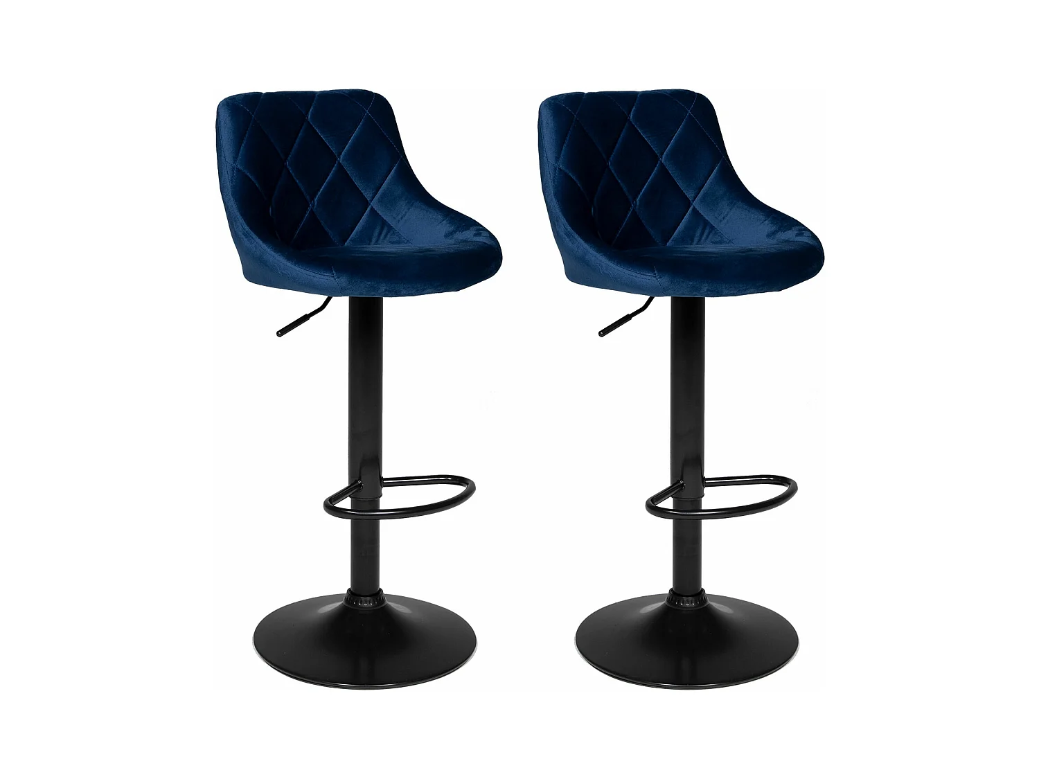 Lot de 2 tabourets de bar en velours bleu ROBIN - HAPPY GARDEN