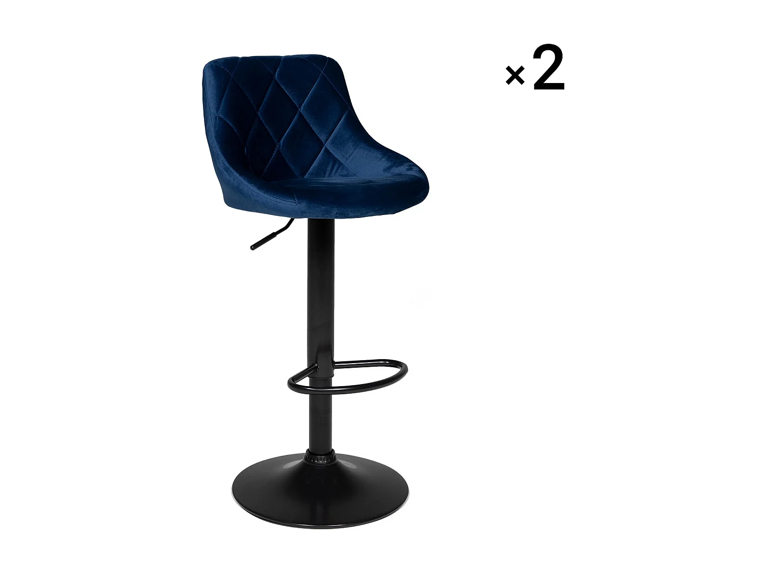 Conjunto de 2 bancos de barra de veludo azul ROBIN