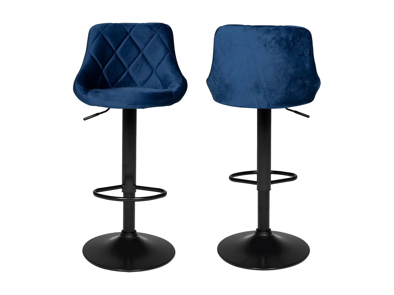 Set van 2 blauw fluwelen barkrukken ROBIN