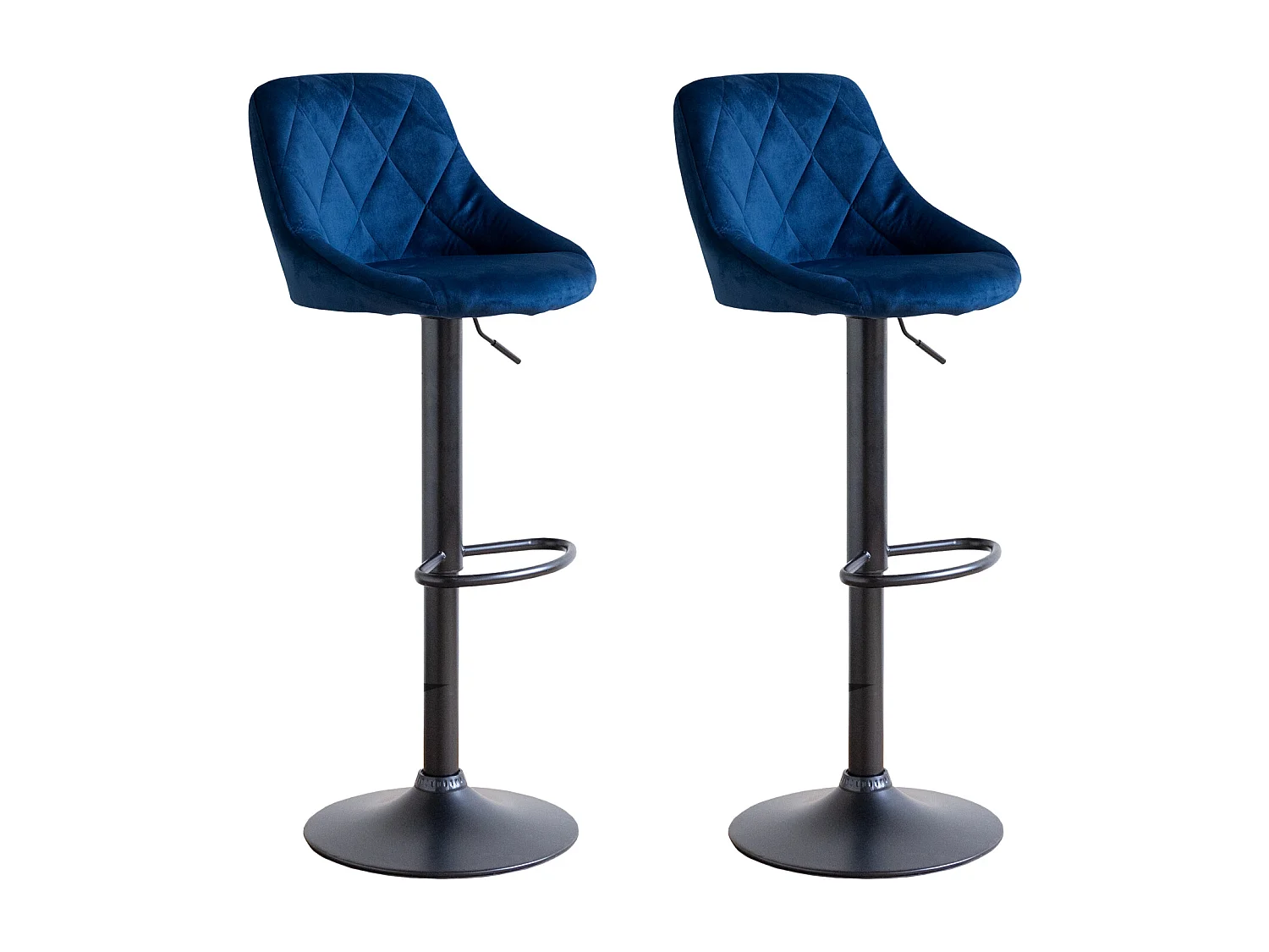 Set van 2 blauw fluwelen barkrukken ROBIN