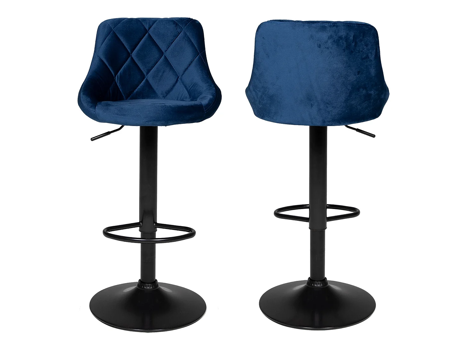 Set van 2 blauw fluwelen barkrukken ROBIN