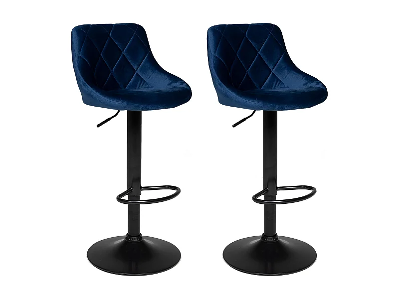 Set van 2 blauw fluwelen barkrukken ROBIN