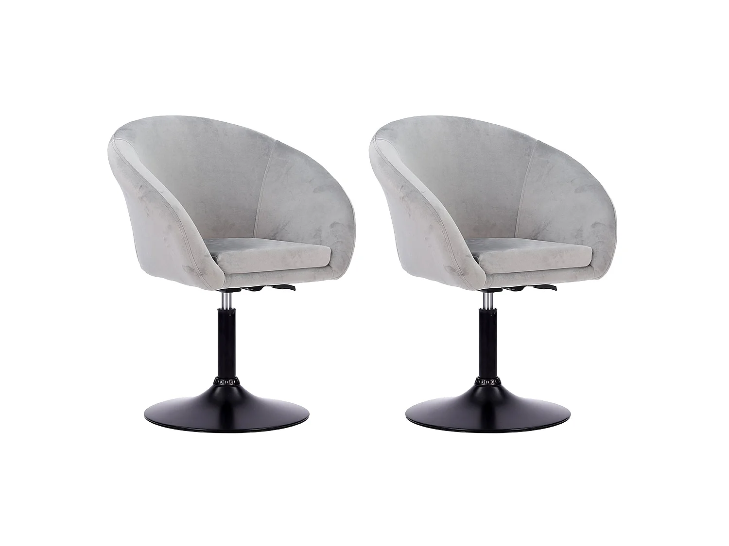 Lot de 2 tabourets de bar en velours gris GABIN - HAPPY GARDEN
