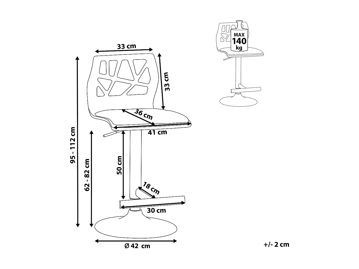 Barkruk PETERSBURG Kunstleer Zwart