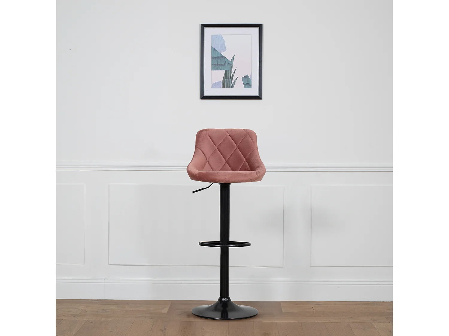 Tabouret de bar en velours rose ROBIN - HAPPY GARDEN