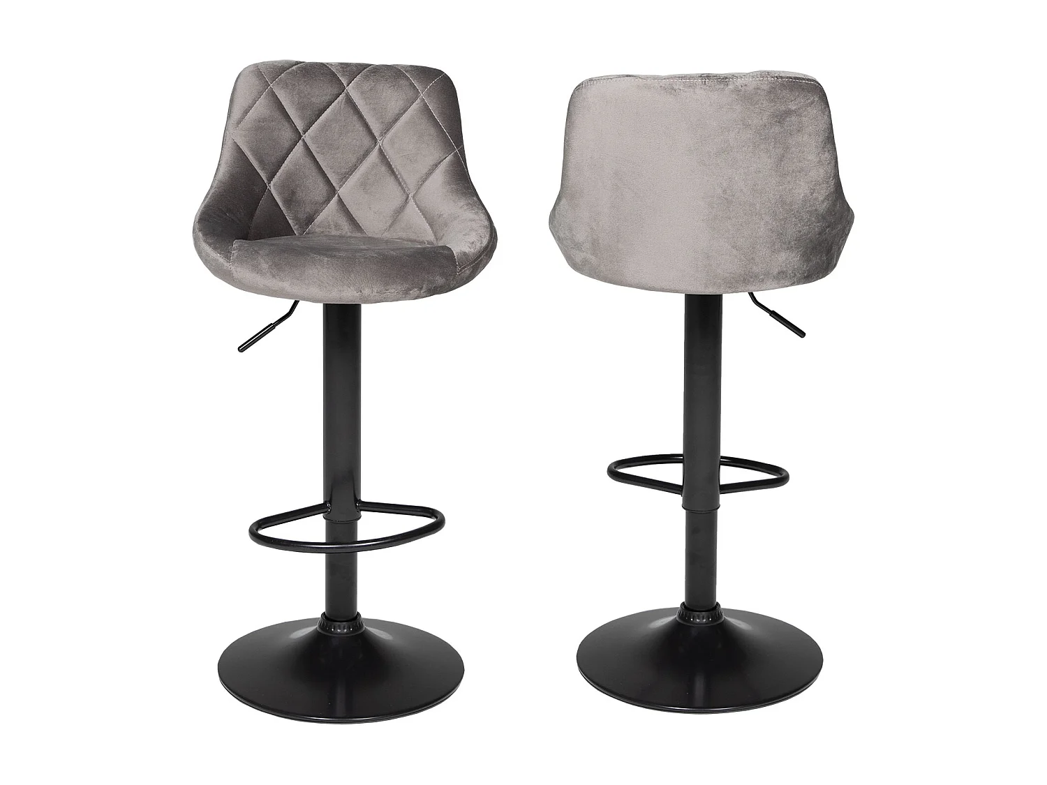 Tabouret de bar en velours gris ROBIN - HAPPY GARDEN