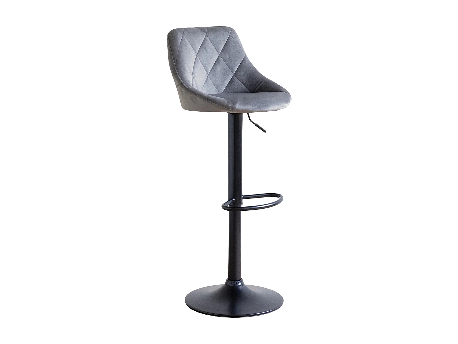 Tabouret de bar en velours gris ROBIN - HAPPY GARDEN