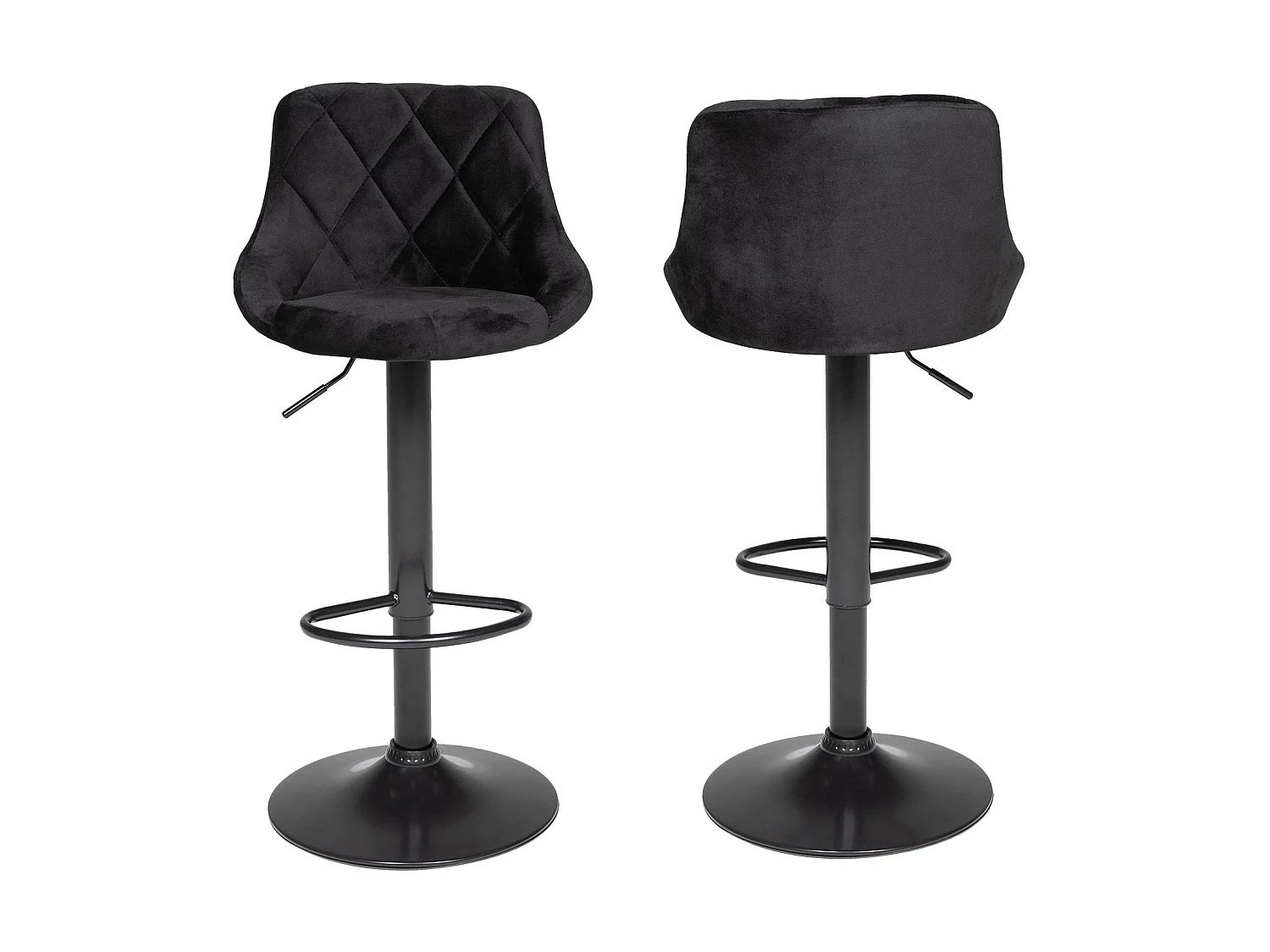 Zwart fluwelen barkruk ROBIN