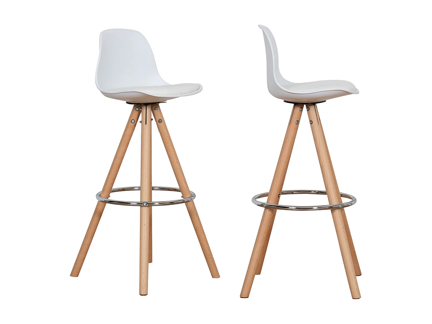 Set van 2 witte TOBIAS Scandinavische krukjes met kussen