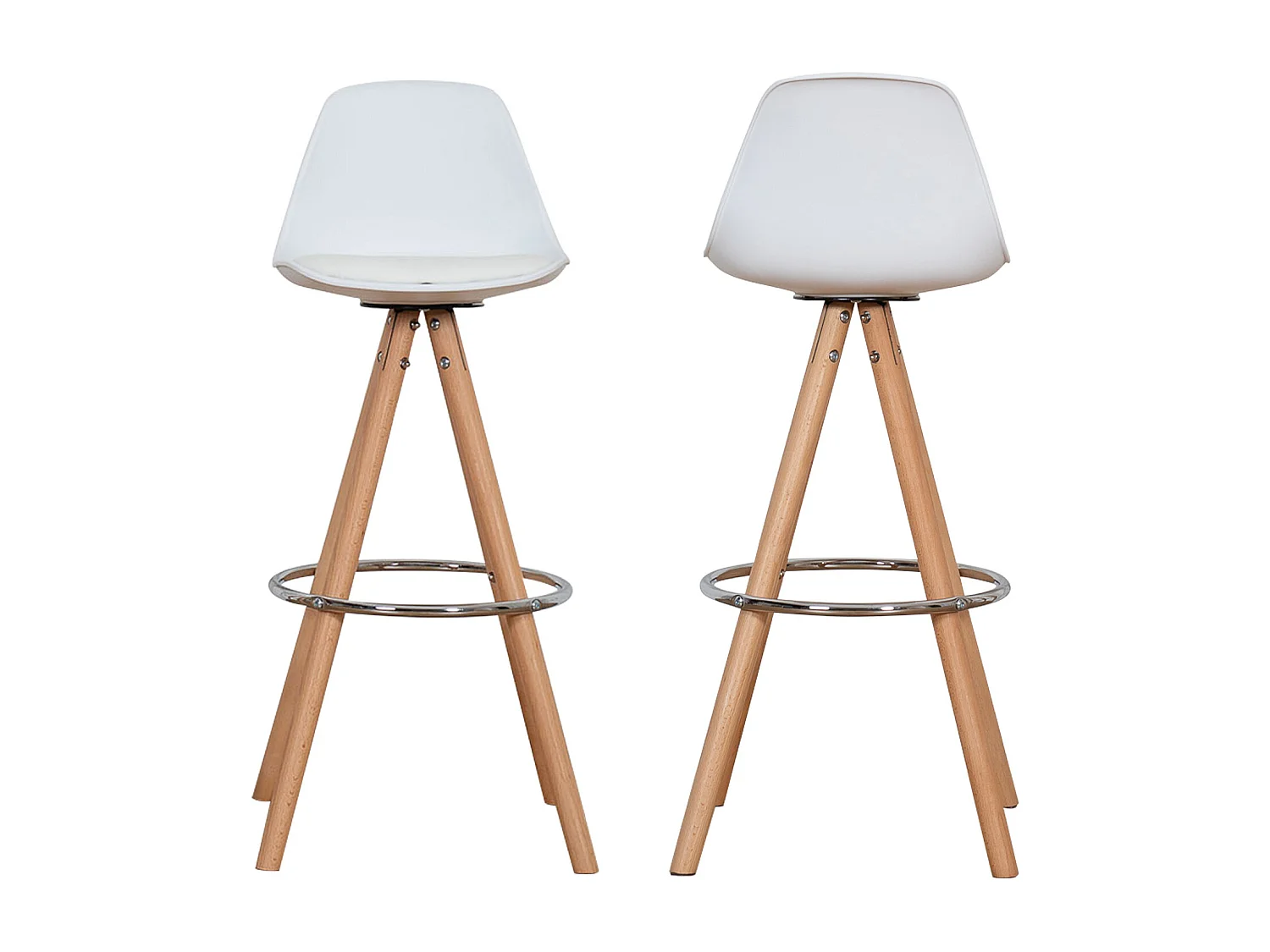 Set van 2 witte TOBIAS Scandinavische krukjes met kussen