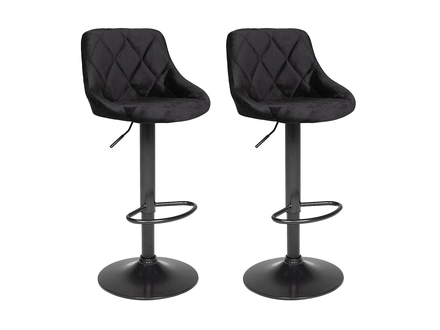 Lot de 2 tabourets de bar en velours noir ROBIN - HAPPY GARDEN