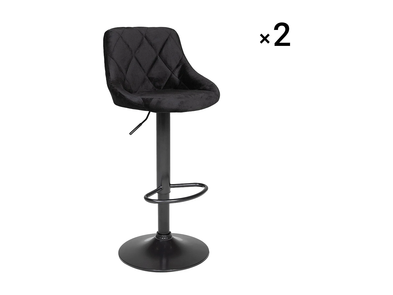 Conjunto de 2 bancos de barra de veludo preto ROBIN