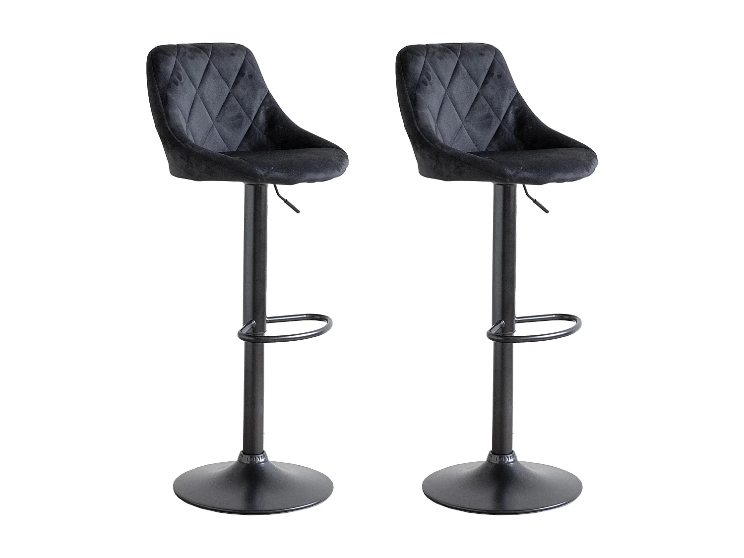 Lot de 2 tabourets de bar en velours noir ROBIN - HAPPY GARDEN