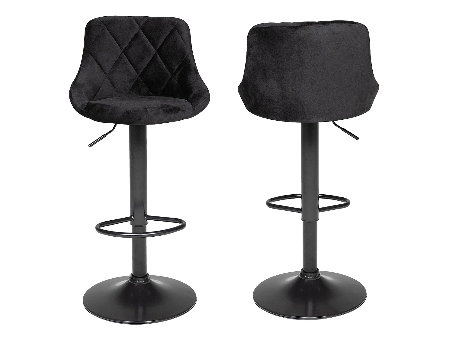 Set di 2 sgabelli da bar in velluto nero ROBIN