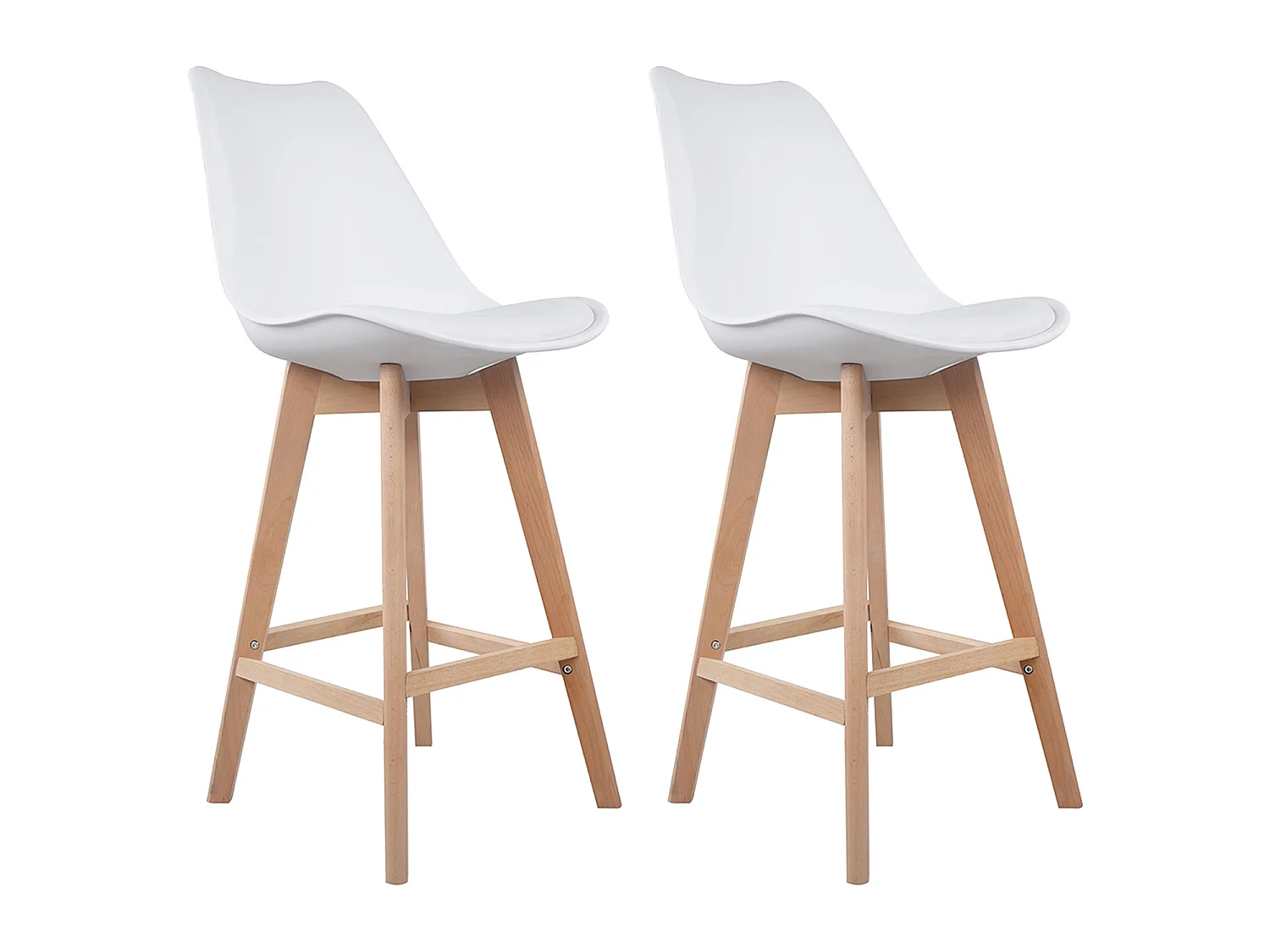 Lote de 2 taburetes escandinavos SVEN blanco con cojín