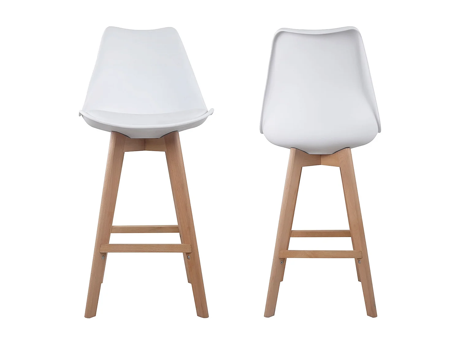 Lot de 2 tabourets scandinaves SVEN blanc avec coussin - HAPPY GARDEN