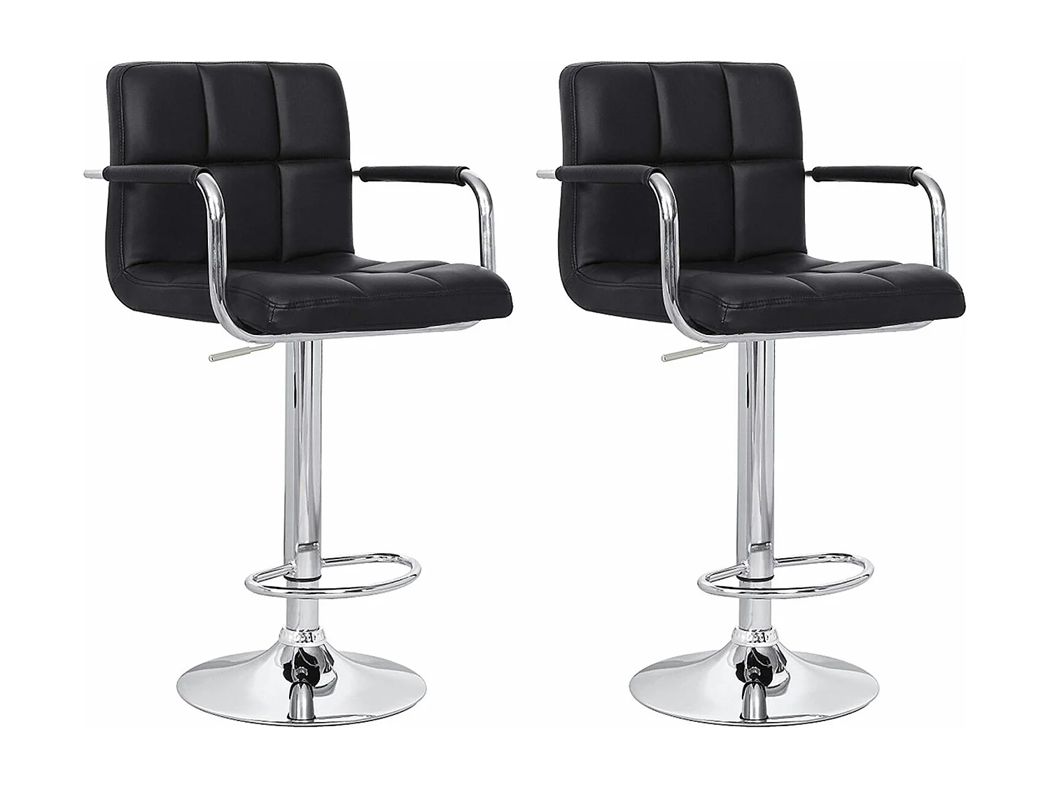 Lot de 2 tabourets de bar noir avec accoudoirs MIKE - HAPPY GARDEN