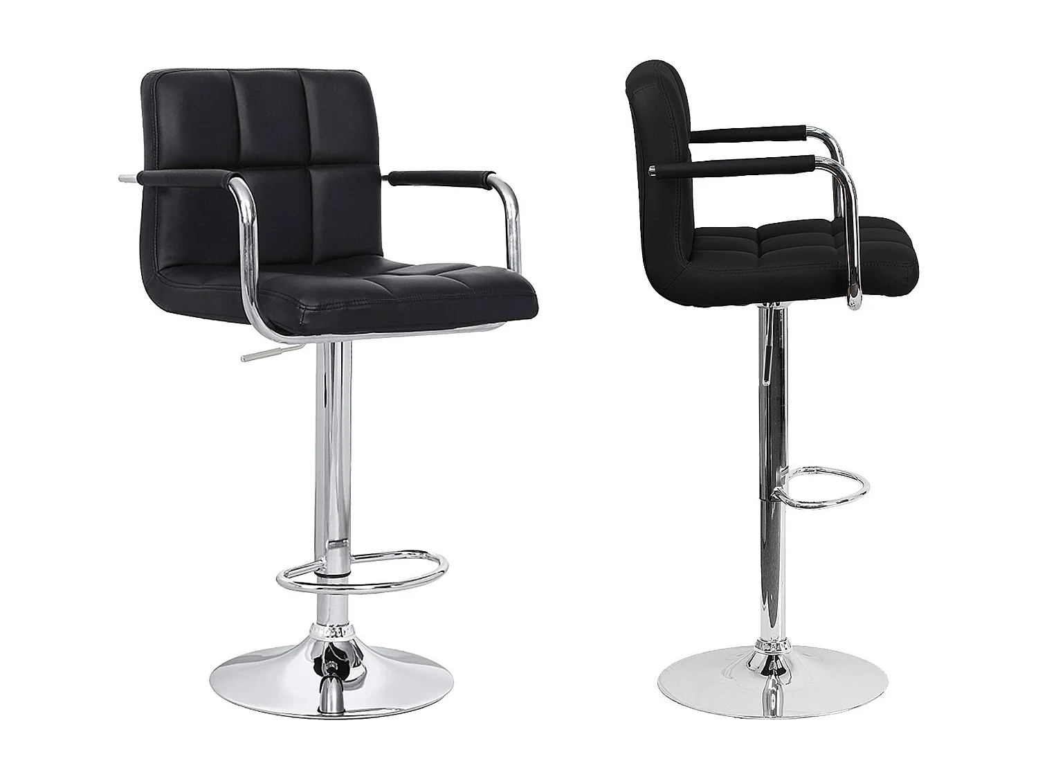 Lot de 2 tabourets de bar noir avec accoudoirs MIKE - HAPPY GARDEN