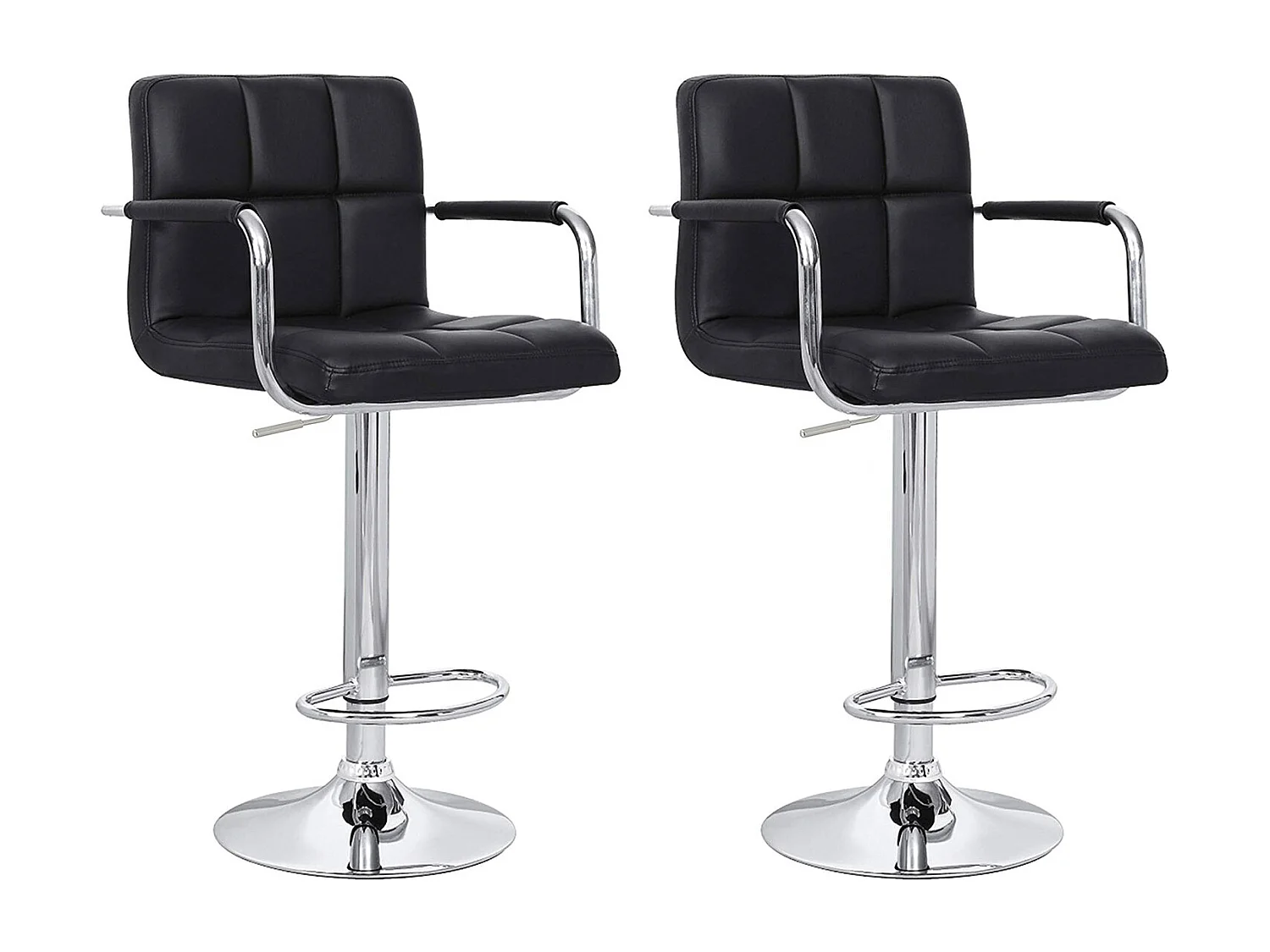 Lot de 2 tabourets de bar noir avec accoudoirs MIKE - HAPPY GARDEN