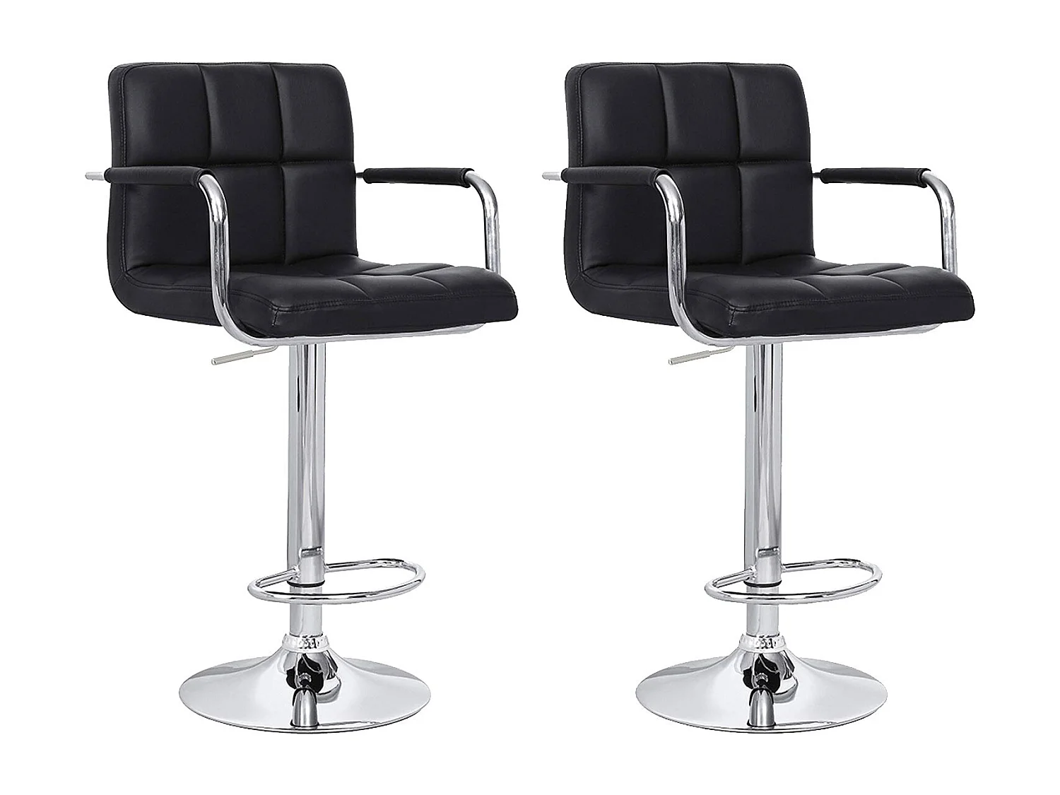 Set van 2 zwarte barkrukken met armleuningen MIKE