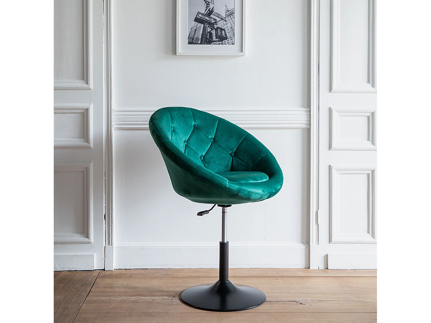 Tabouret de bar en velours vert EDGAR - HAPPY GARDEN