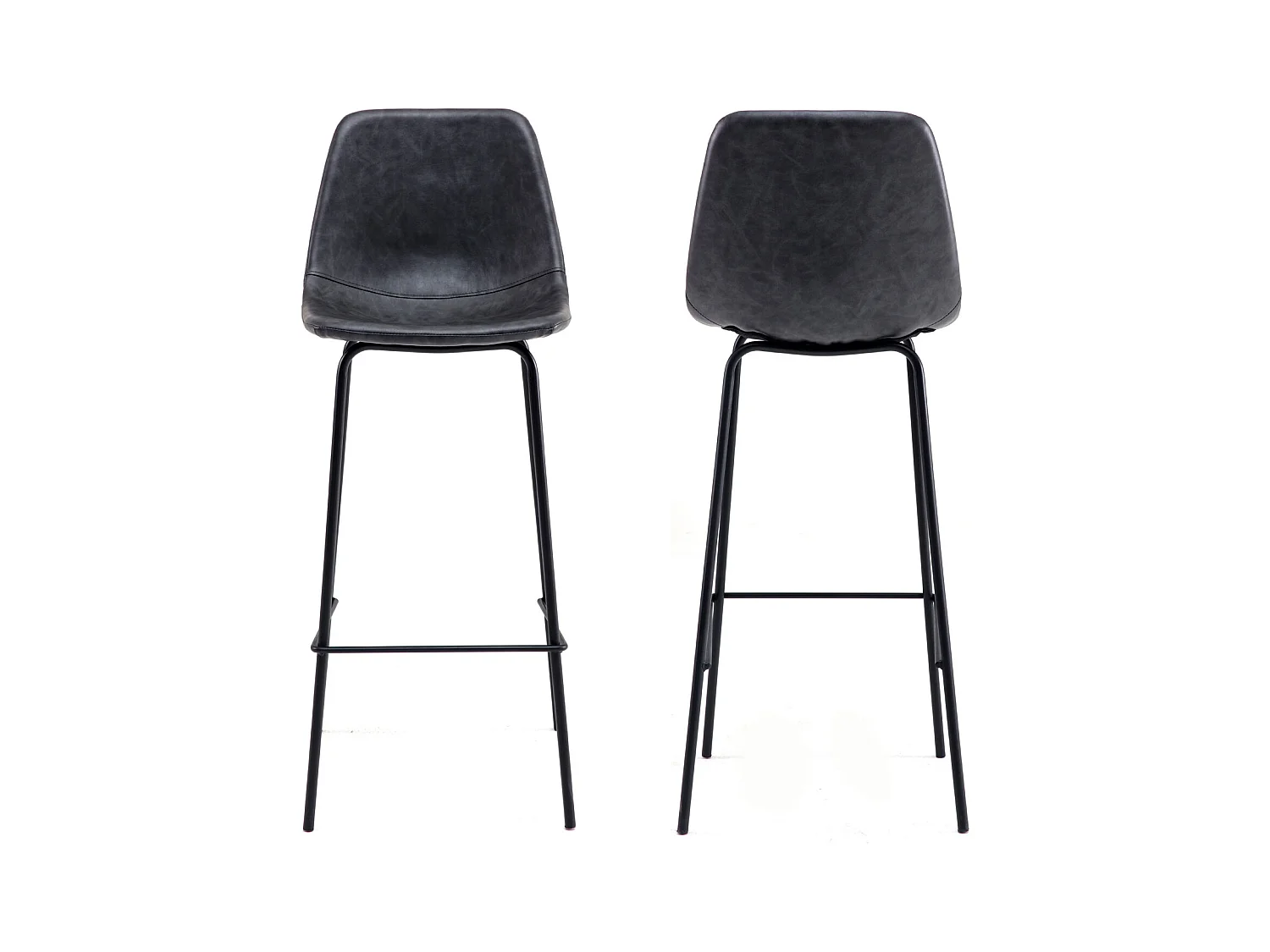 Set van 2 vintage LUCIEN barkrukken donkergrijs - Zithoogte 75cm