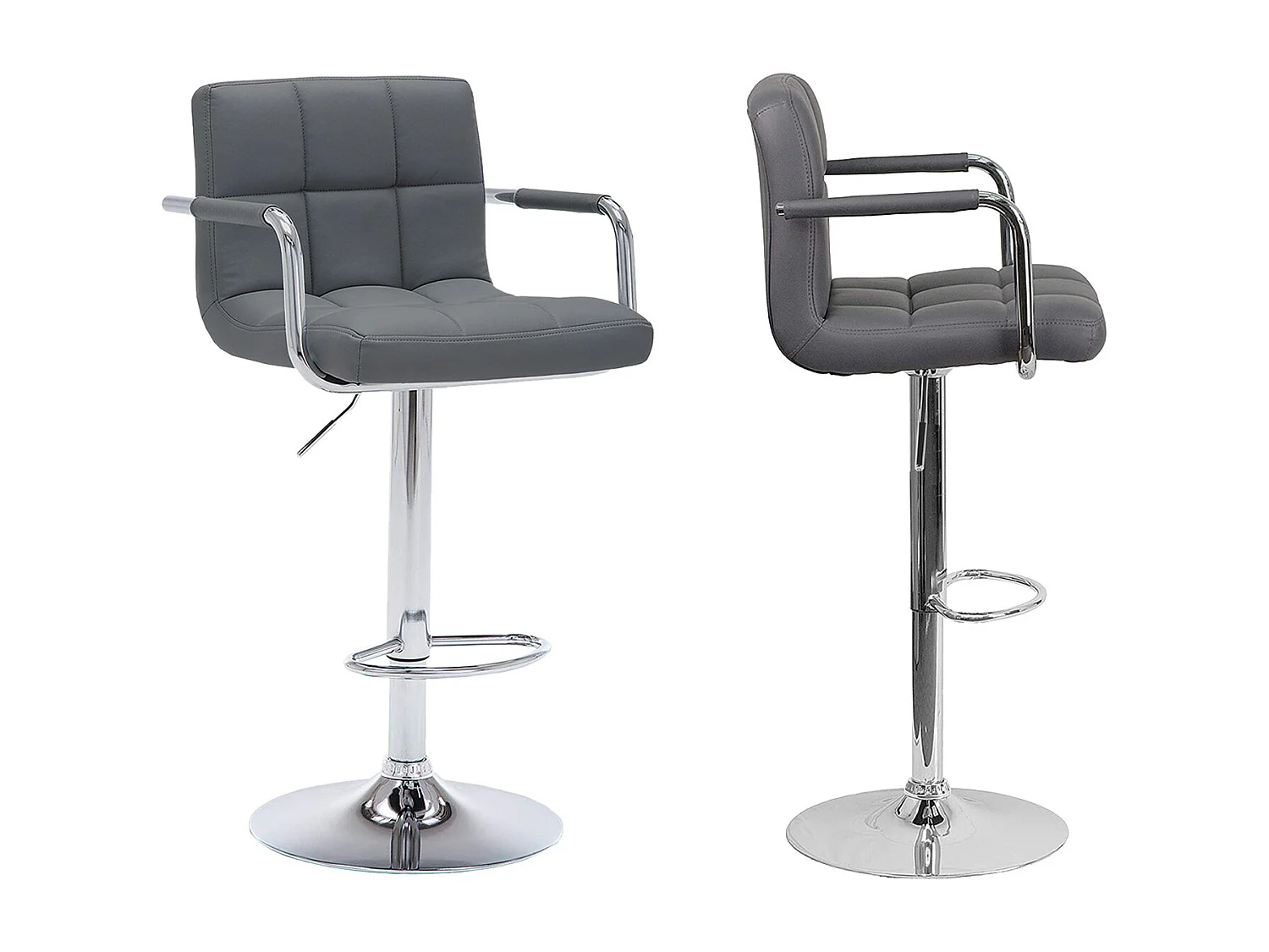 Lot de 2 tabourets de bar gris avec accoudoirs MIKE - HAPPY GARDEN