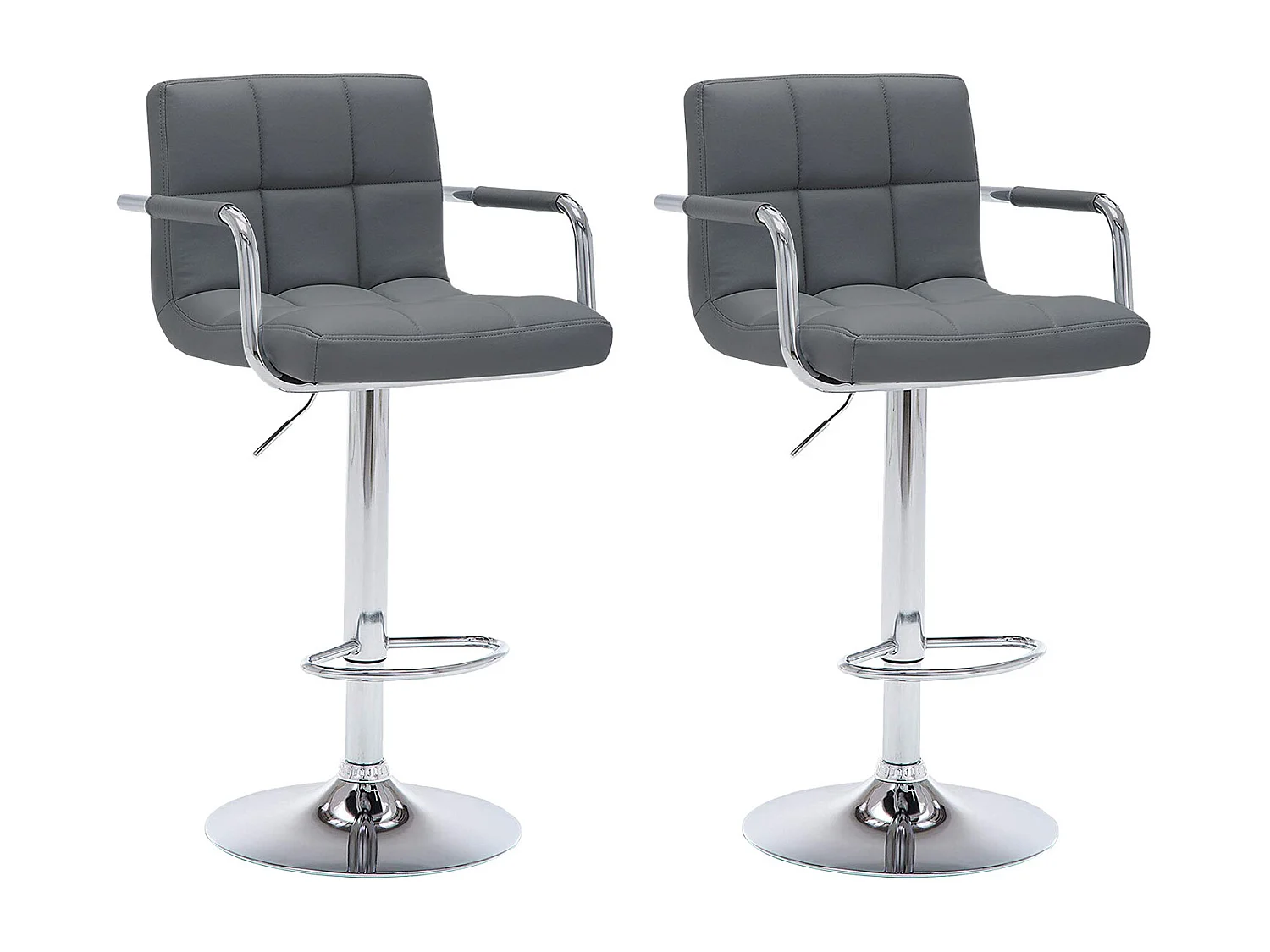 Lot de 2 tabourets de bar gris avec accoudoirs MIKE - HAPPY GARDEN