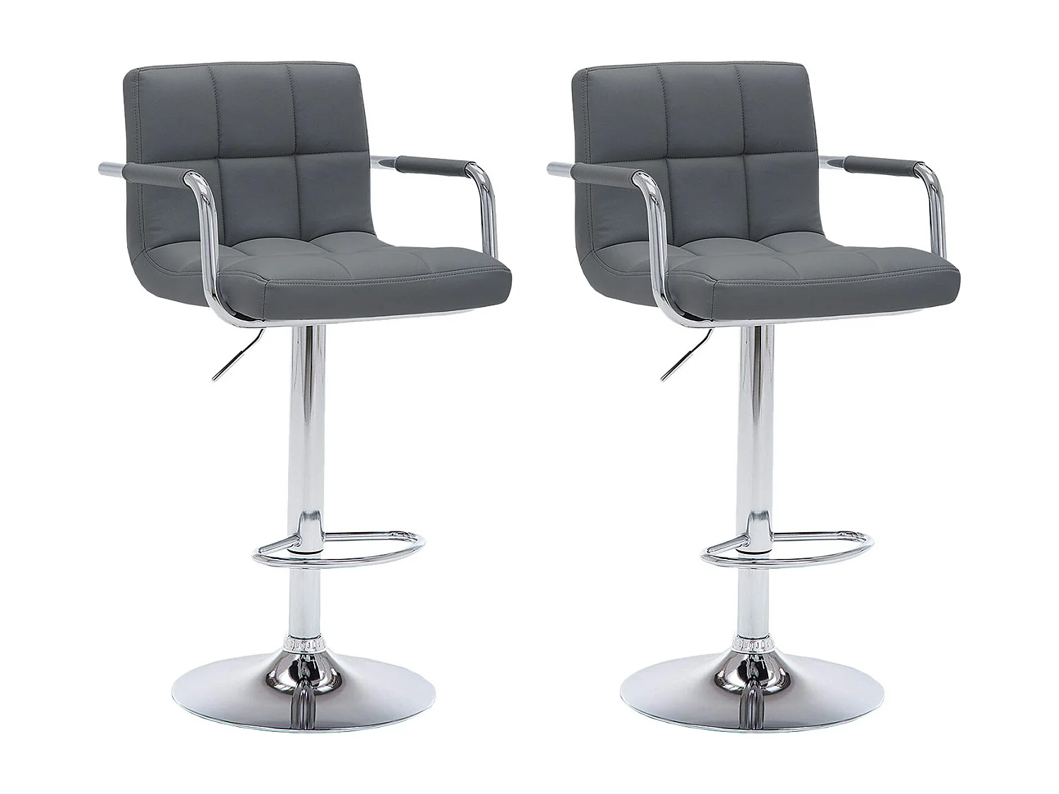 Lot de 2 tabourets de bar gris avec accoudoirs MIKE - HAPPY GARDEN