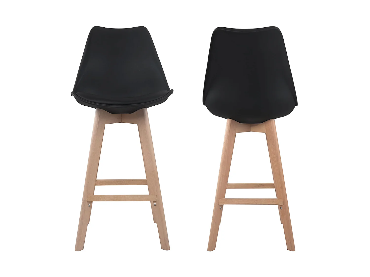 Lote de 2 taburetes escandinavos SVEN negro con cojín