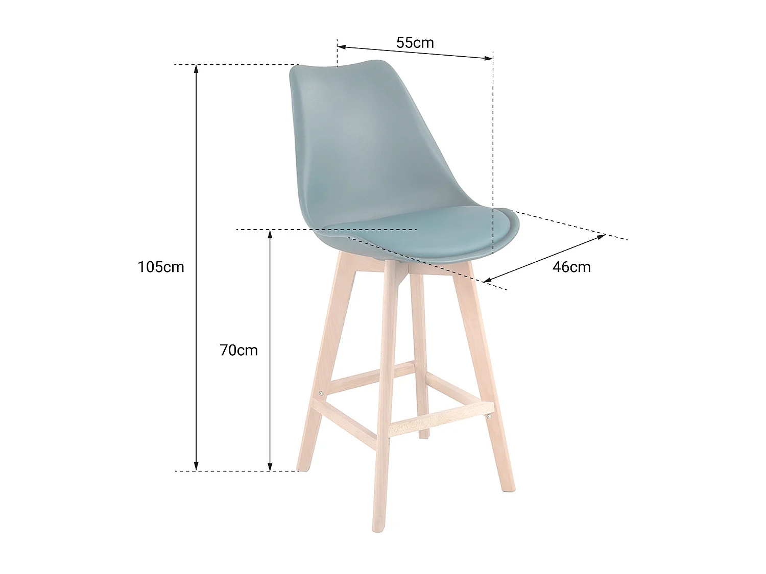 Set van 2 SVEN Scandinavische krukjes bruin met kussen