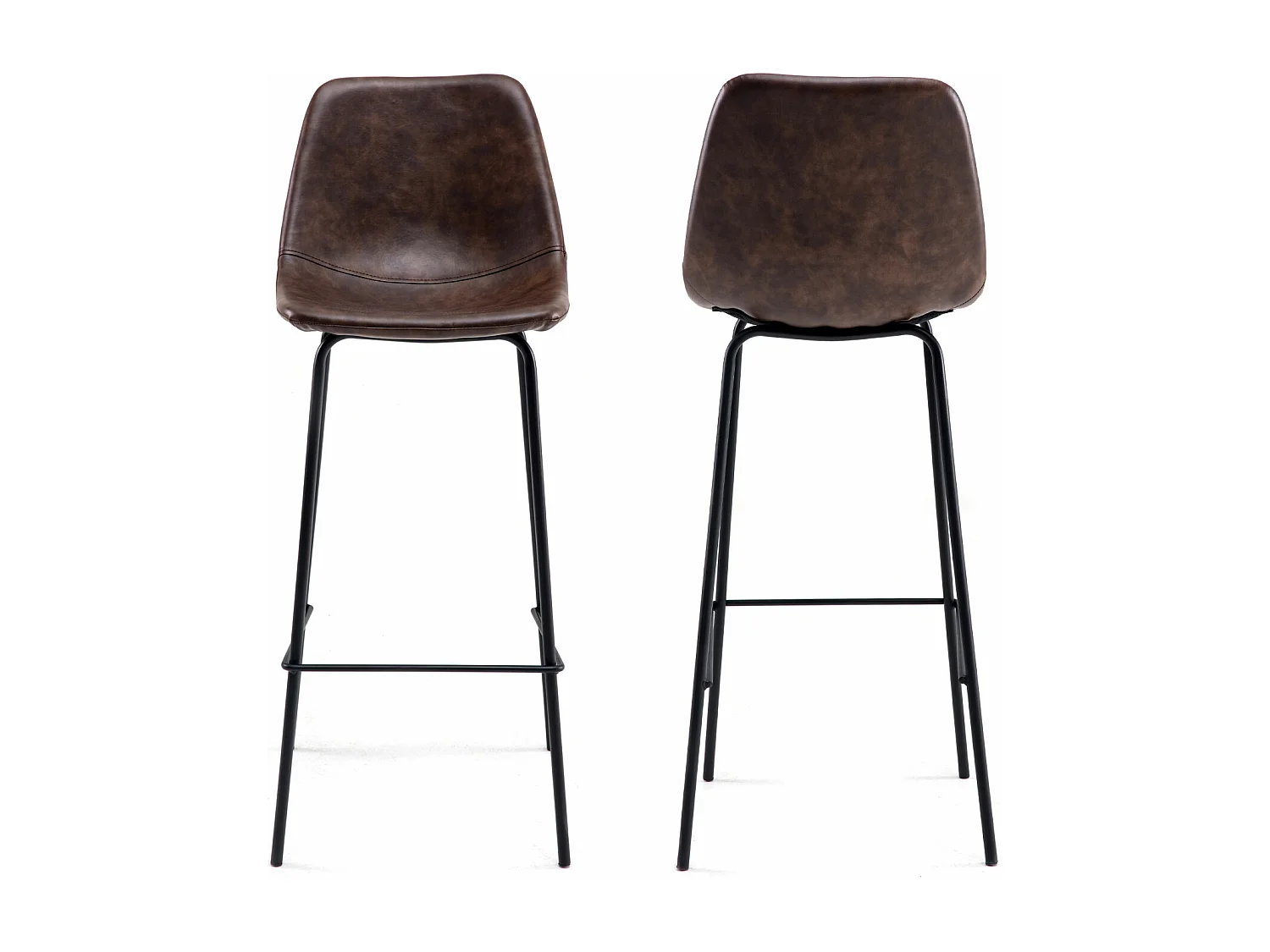 Set van 2 vintage LUCIEN barkrukken bruin - Zithoogte 75cm